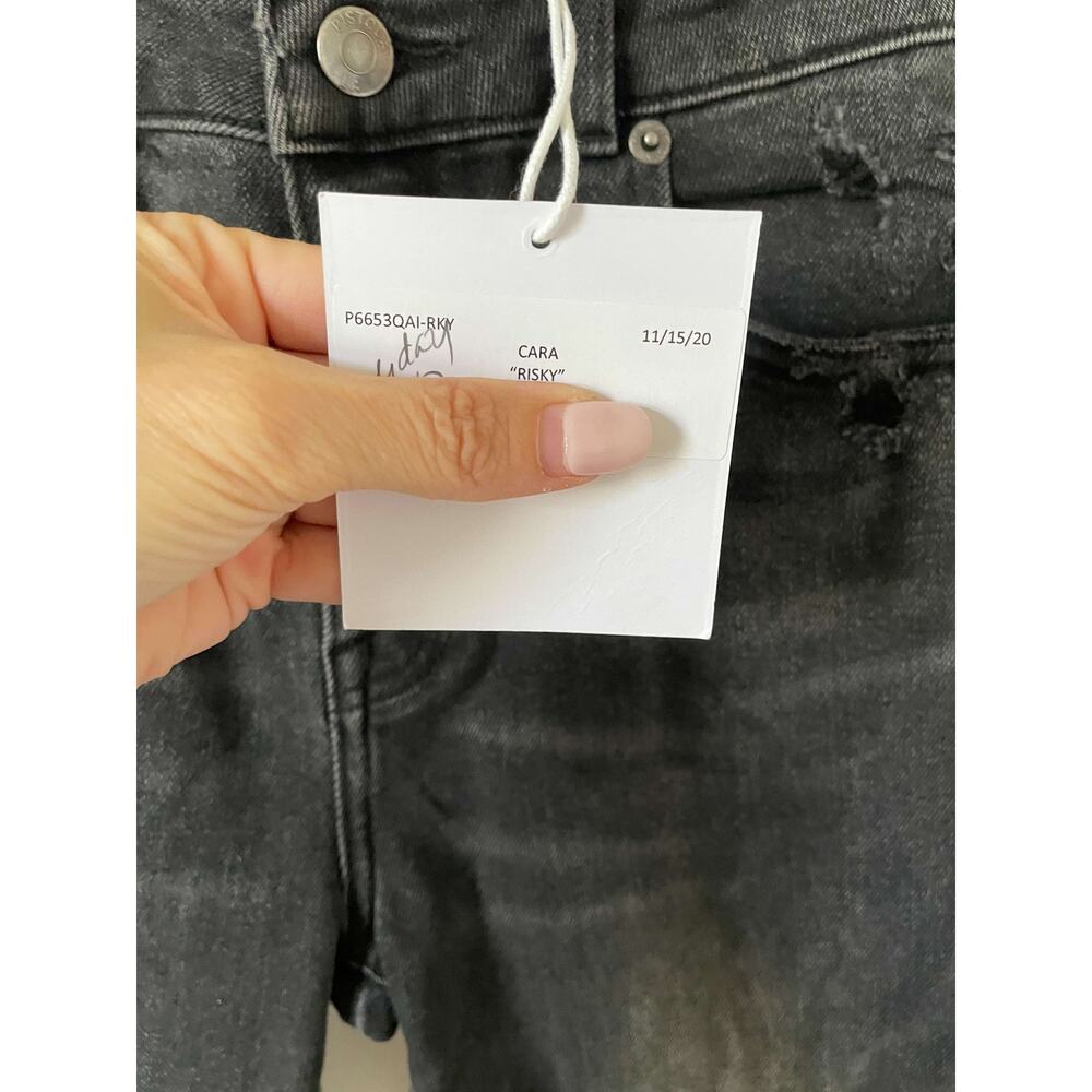 Pistola x Revolve Skinny High Rise Raw Hem Denim Jeans Black Gray Size 26 NEW - Picture 9 of 9